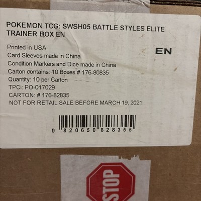 2021 POKEMON BATTLE STYLES ELITE TRAINER BOX ETB CASE OF 10 FACTORY SEALED E