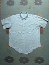 Vintage 1960s short sleeve button shirt Manhattan light blue poly cotton large