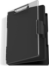 Clipboard with Storage, Black 8.5 x 11 Folder Nursing Side Opening, Heavy Duty