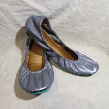 🩰 Tieks by Gavrieli Foldable Ballet Flats sz 10 M Metallic Pewter Nappa Leather
