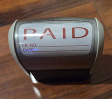 Vintage Office Depot Self-Inking PAID Stamp Check Date, 2.5 x 1.5" impression