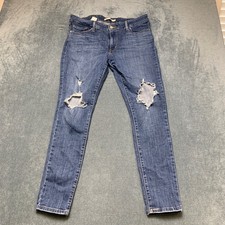 Levi's 711 Skinny Jeans Womens 32 Blue Denim Medium Wash Distressed Streetwear