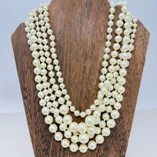 J. Crew Faux Pearl Necklace Gold Tone Clasp Statement Elegant Multi Strand