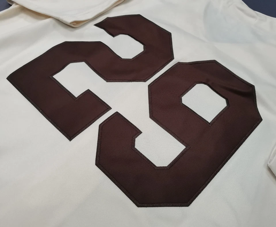 VINTAGE Satchel Paige #29 St. Louis Browns Throwback Cream Sewn Stitched Jersey. - Image 3 of 4