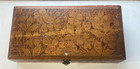 Vtg Velvet Lined Large Jewelry Box Burnt Wood Pyrography Excellent Condition