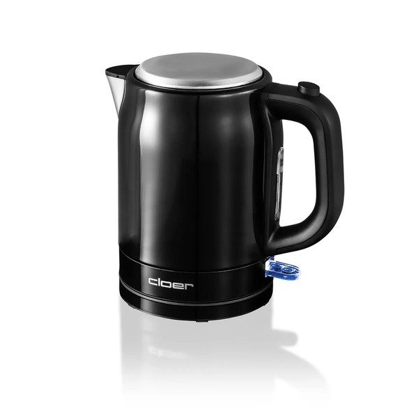 Wasserkocher Edelstahl 1L 2200W Schwarz Kabellos Kalkfilter 360°-image