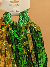 Celebrate It St Patricks Day Tinsel Garland Green Gold 6 ft NEW