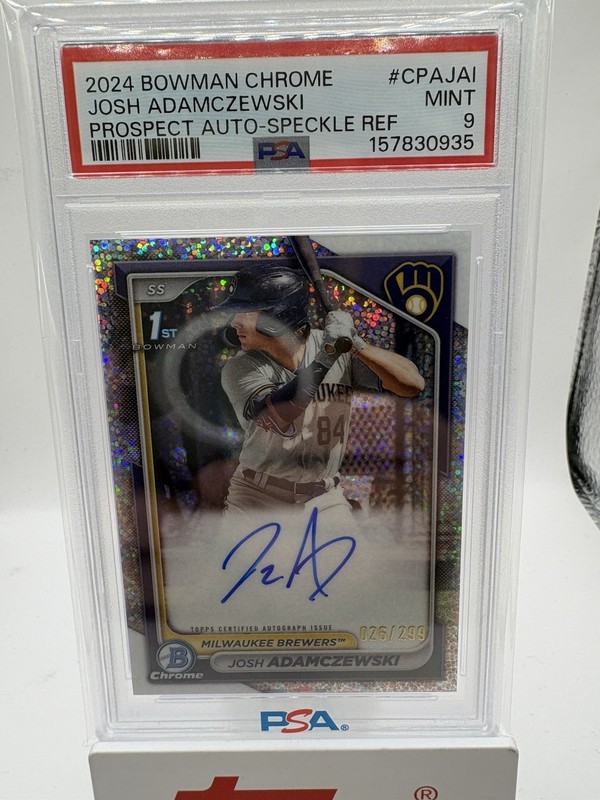 2024 Bowman Chrome Josh Adamczewski 1st Auto Speckle Ref /299 PSA 9