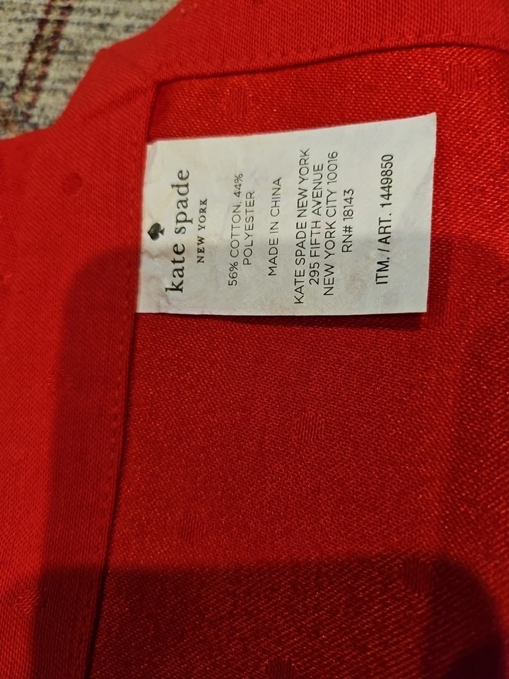 Kate Spade New York Dinner Napkins Red Polka Dots Set 8 Holiday Designer - Image 3 of 4