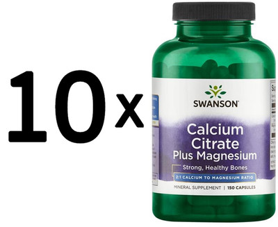10 x Swanson Calcium Citrate Plus Magnesium - 150 caps (149,99 EUR/kg)