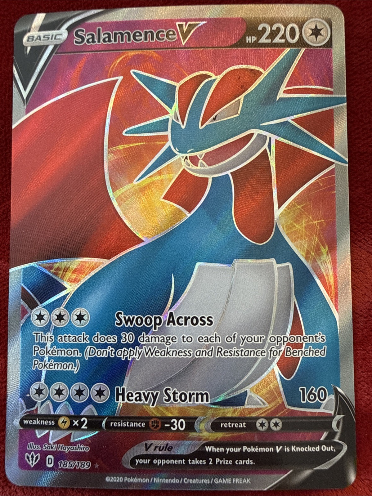 salamence v pokemon card value Salamence V 185/189 Full Art Holo Ultra Rare Pokemon Card Near Mint main image 1