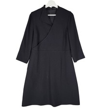 ELIE TAHARI Black Faux Wrap Dress Size 8 Structured Career Classic