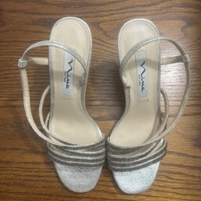 Nina New York Asymmetrical Embellished Strappy Slingback Size 6.5
