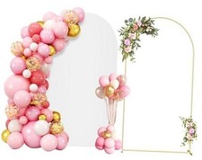 7.2FT Metal Arch Backdrop Stand and Cover Set, Gold Wedding Backdrop Arch