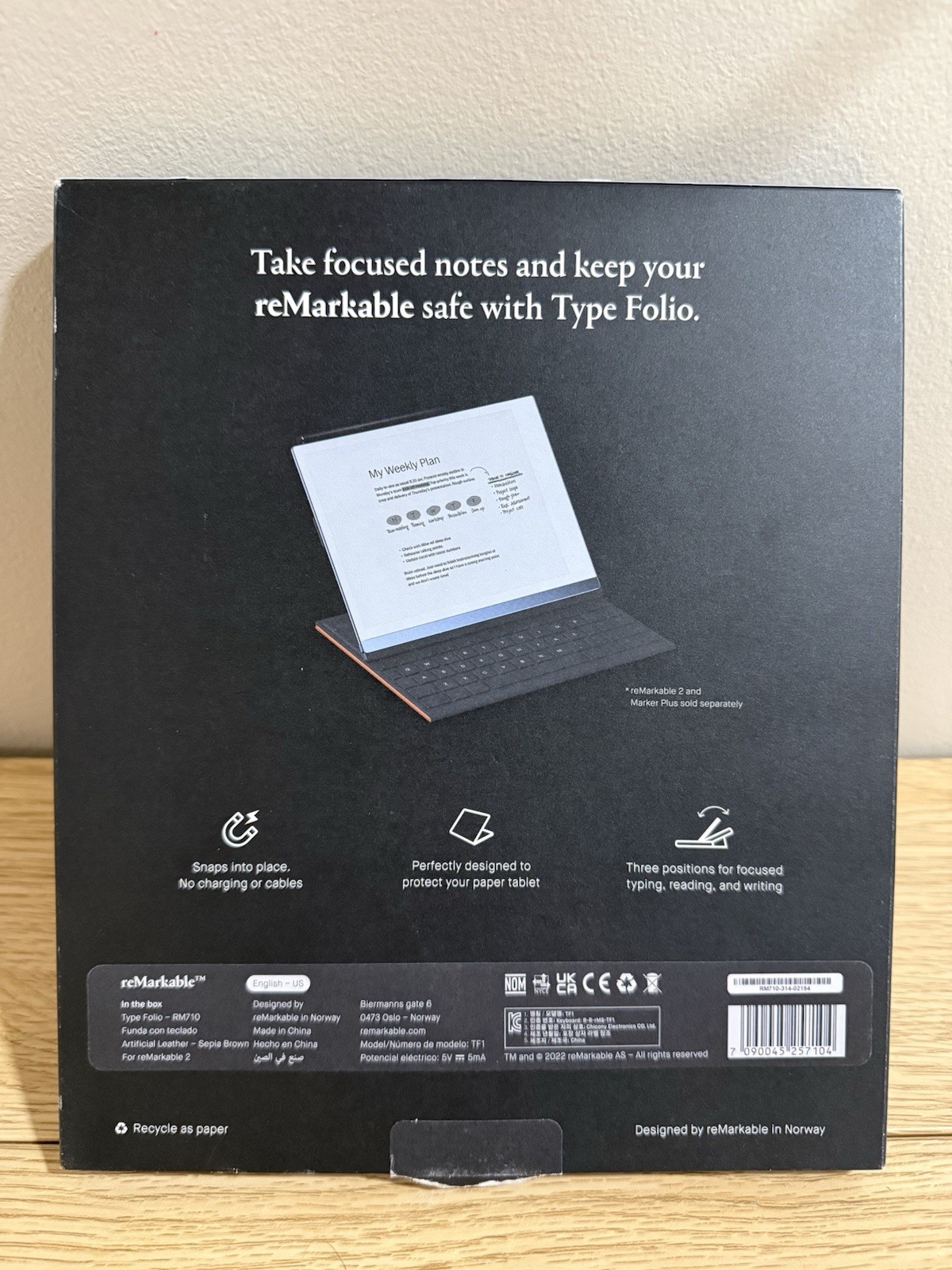 reMarkable 2 Type Folio Tactile keyboard case typefolio Brown leather (RM710)