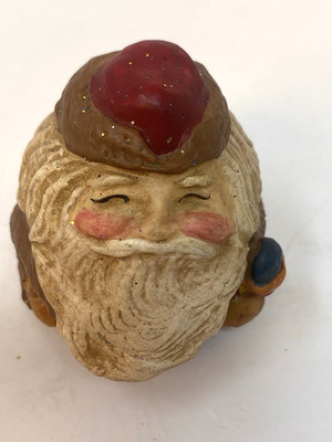 Vtg LEFEVER Santa Figurine Folk Art Roly Poly Santa Signed Primitive