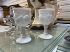 Vintage Westmoreland Della Robbia Milk Glass Water or Wine Goblets