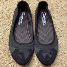 Skechers Women Black Cleo Air-Cooled Memory Foam Stretch Fit Flats Size 7