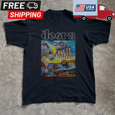 The Doors 'Full Circle' Album Art T-Shirt, Unisex Black Cotton T-shirt, Size S-5