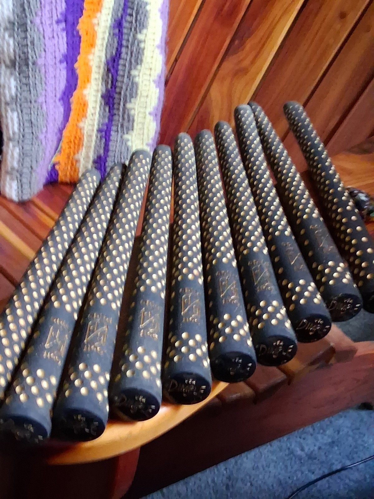 Pride Dimple Golf Club Grips Usa Set Of 10 Gold And Black