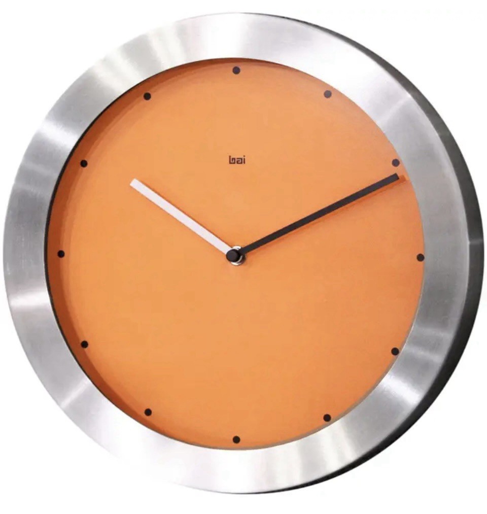 Bai 11” Signature Orange Aluminum Wall Clock Contemporary With Elegant Dial NWT