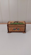 REDUCED-  small wooden Bulgaria trinketbox with hinged lid &lovely velour inside