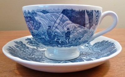 Vintage Wedgwood Etruria Barlaston Waterfall Blue And White Cup