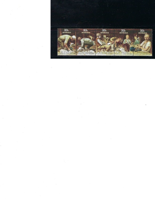 Australia, 987A, strip of 5, light hinge