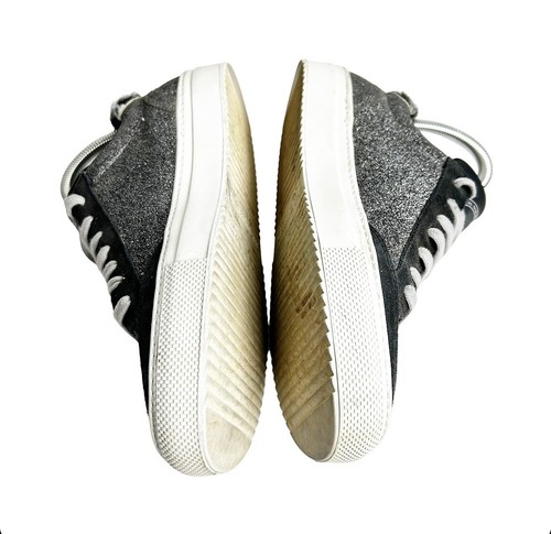 P448 Sneakers Shoes Womens 38 EU 7.5 US Suede Gray GLITTER SPARKLE - Picture 7 of 9