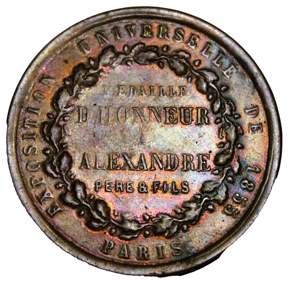 Bronze Exposition Medal Universelle 1855 Paris France~RARE~#M152
