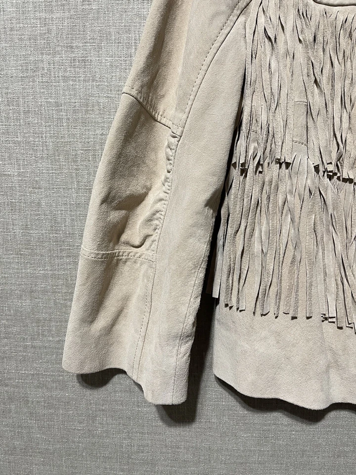 Chaqueta de cuero de gamuza occidental Bagatelle para mujer XL flecos vaquera costera vintage Foto 4 de 4
