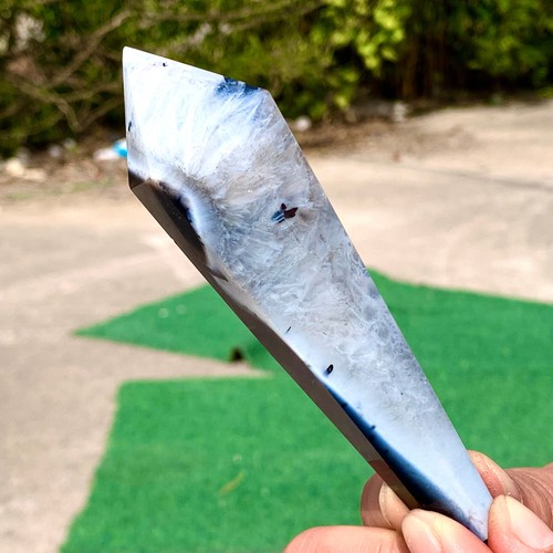 139G Natural Black striped agate Magic Wand Pointed Stele Point Treatment - 第 16/22 張圖片