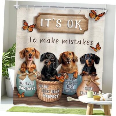 Funny Dachshund Dogs Shower Curtain 60Wx72H 60''W x 72''L (Pack of 1) E-01dog