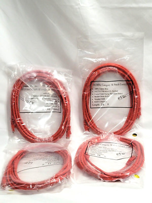 4 Cat5e 14 Ft Patch Cords UTP Enhanced 350MHZ UL ETL Category 5 RED 14' Cable