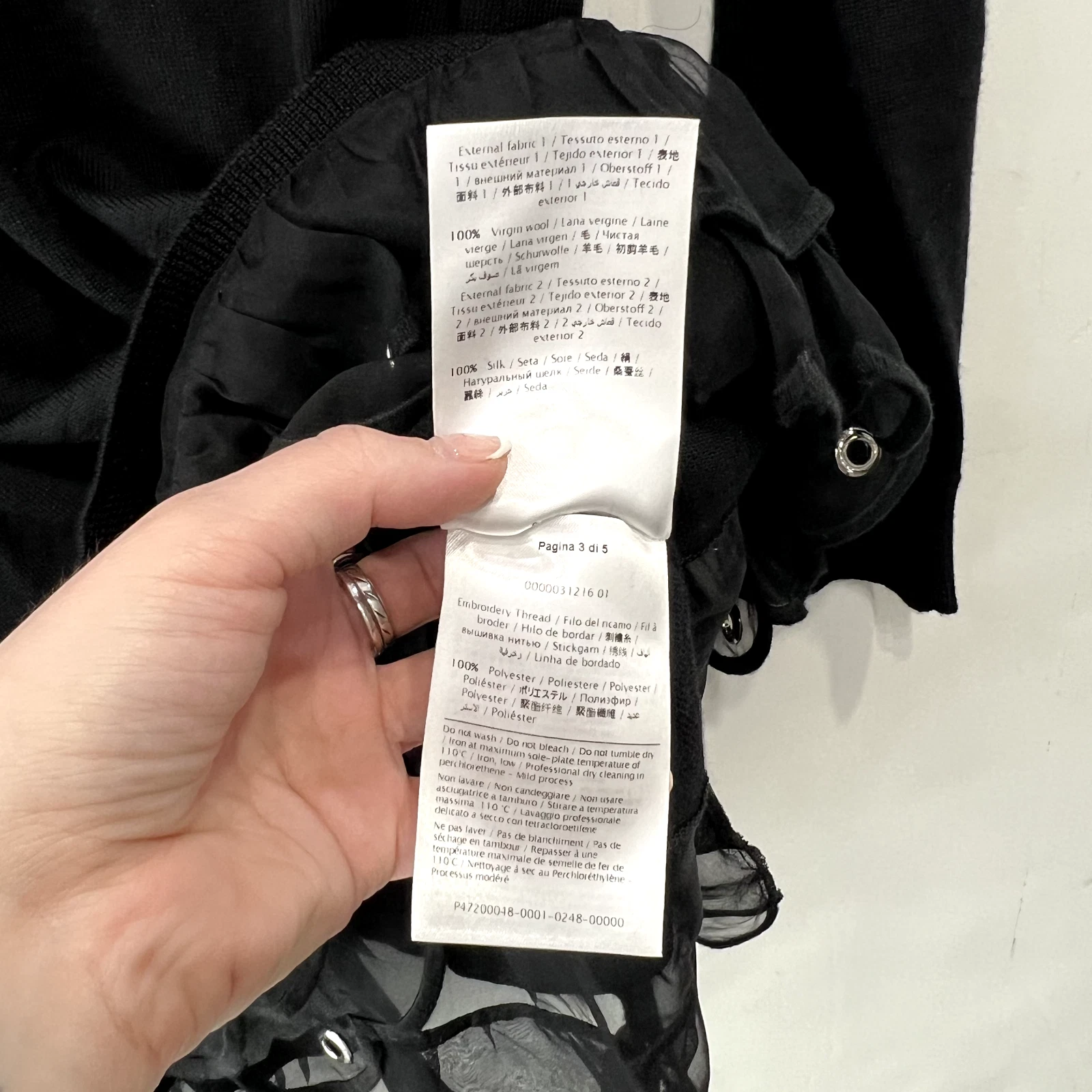 Abito maglione rosso Valentino nero lana passante orlo arricciato $950 nuovo con etichette taglia XS