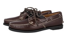 LUXURY PRADA DECK LACE-UP SHOES 2EG269 BROWN LEATHER NEW US 7 EU 40 40,5
