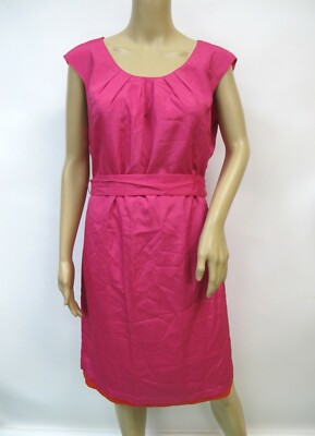 Sharagano Summer Dress Cap Sleeve Reversible Belt Midi Dress Size 8~12 NWT