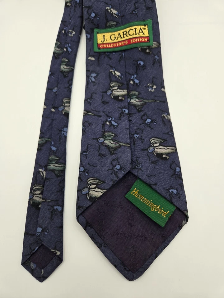 Corbata J Garcia Para Hombre Colibrí Azul Seda Edición Coleccionista Jerry Garcia Arte Foto 3 de 4