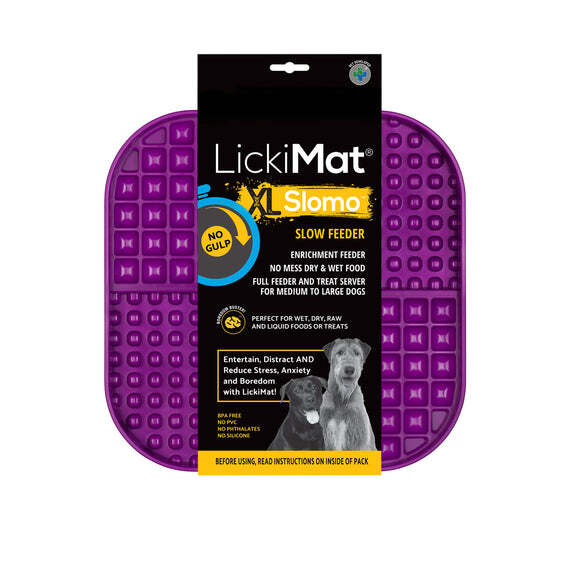 LickiMat XL 12"" Slomo Slow Feeder PURPLE no gulp food enrichment boredom buster