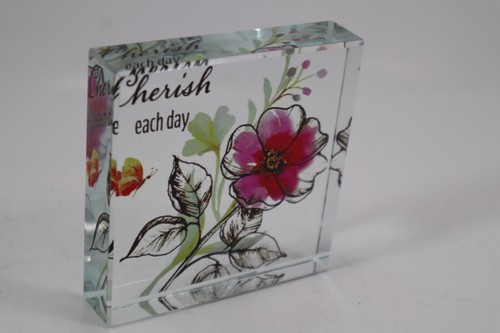 D1 Cherish every day Schmetterling ABGESCHRÄGTER GLASBLOCK Ganz - Bild 2 von 8