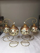 The Christmas Shoppe Leopard/Cheetah 3" glass ornaments lot of 12