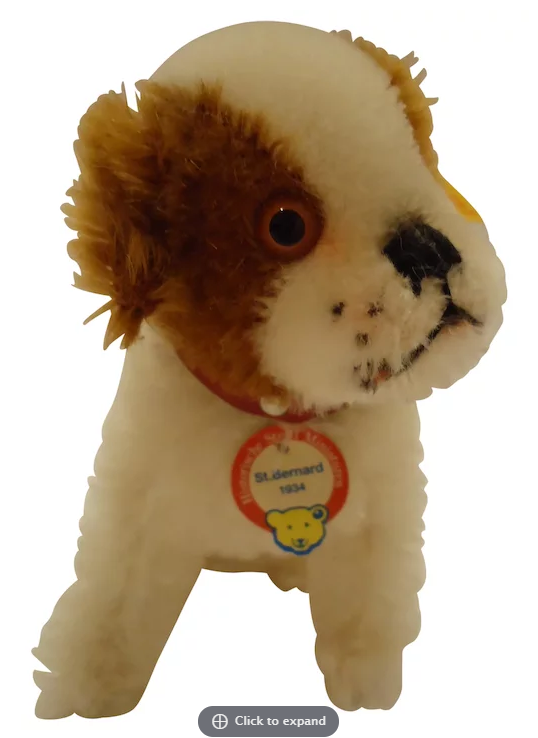 PELUCHE MOHAIR STEIFF édition limitée Snoopy avec coeur 9 cm 1950
