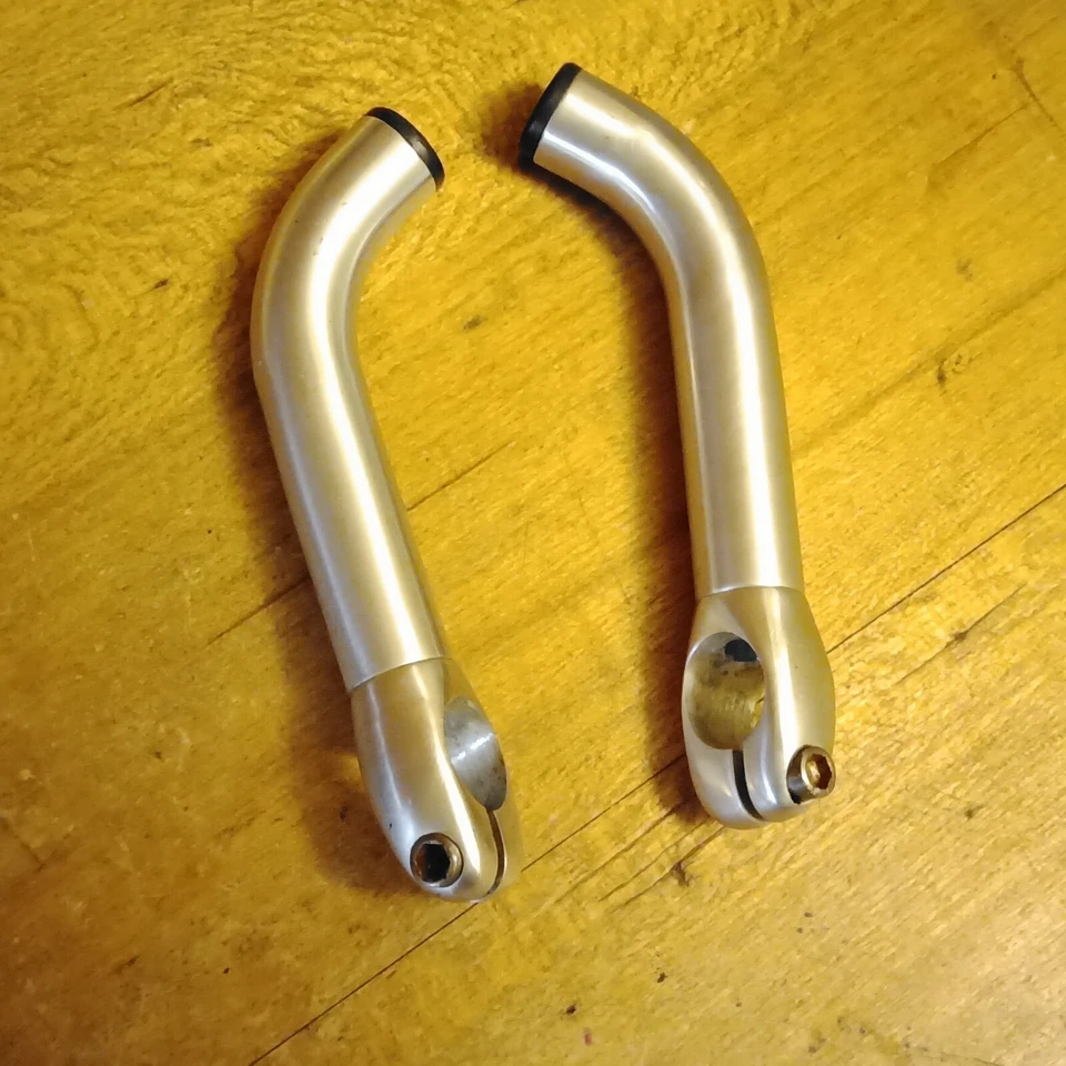 Extensiones de extremo de barra plateada de colección 165 mm de longitud años 90 barra plana MTB bicicleta de turismo Foto 2 de 4