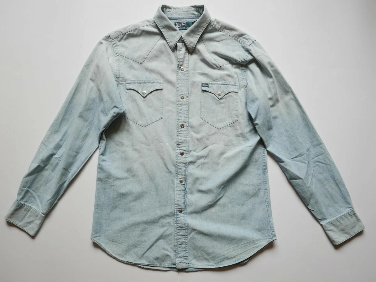 Polo Ralph Lauren Shirt Denim Indian Head Graphic Wild West Show RARE M