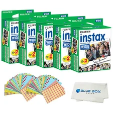 Fujifilm INSTAX Wide camera Films+Frame Stickers+Microfiber Cloth(100 films)