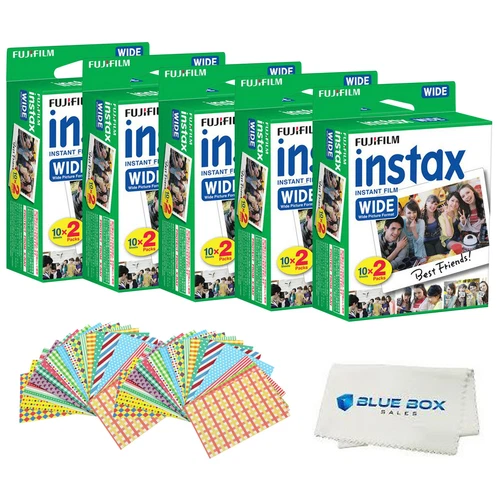Fujifilm INSTAX Wide camera Films+Frame Stickers+Microfiber Cloth(100 films) - product listing photo