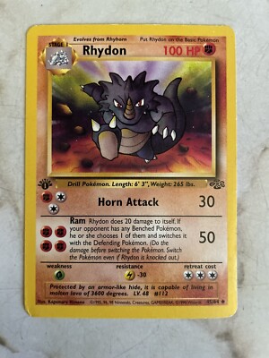 rhydon pokemon card value Pokmon TCG Rhydon 45/64 - Uncommon 1st Edition - Jungle Set