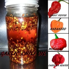 Carolina Reaper/Moruga/Ghost Pepper/Habanero ~Garlic Chile Oil~ Freakishly SPICY