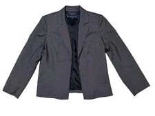 Anne Klein Blazer Womens Size 12 Suit Jacket Black Grey Stripe Lined Corpcore