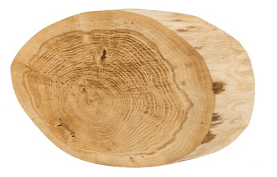Oval Holzscheibe o.Rinde geschliffen B. 20-25 cm; L.40-45 cm; H .5 cm /EICHE